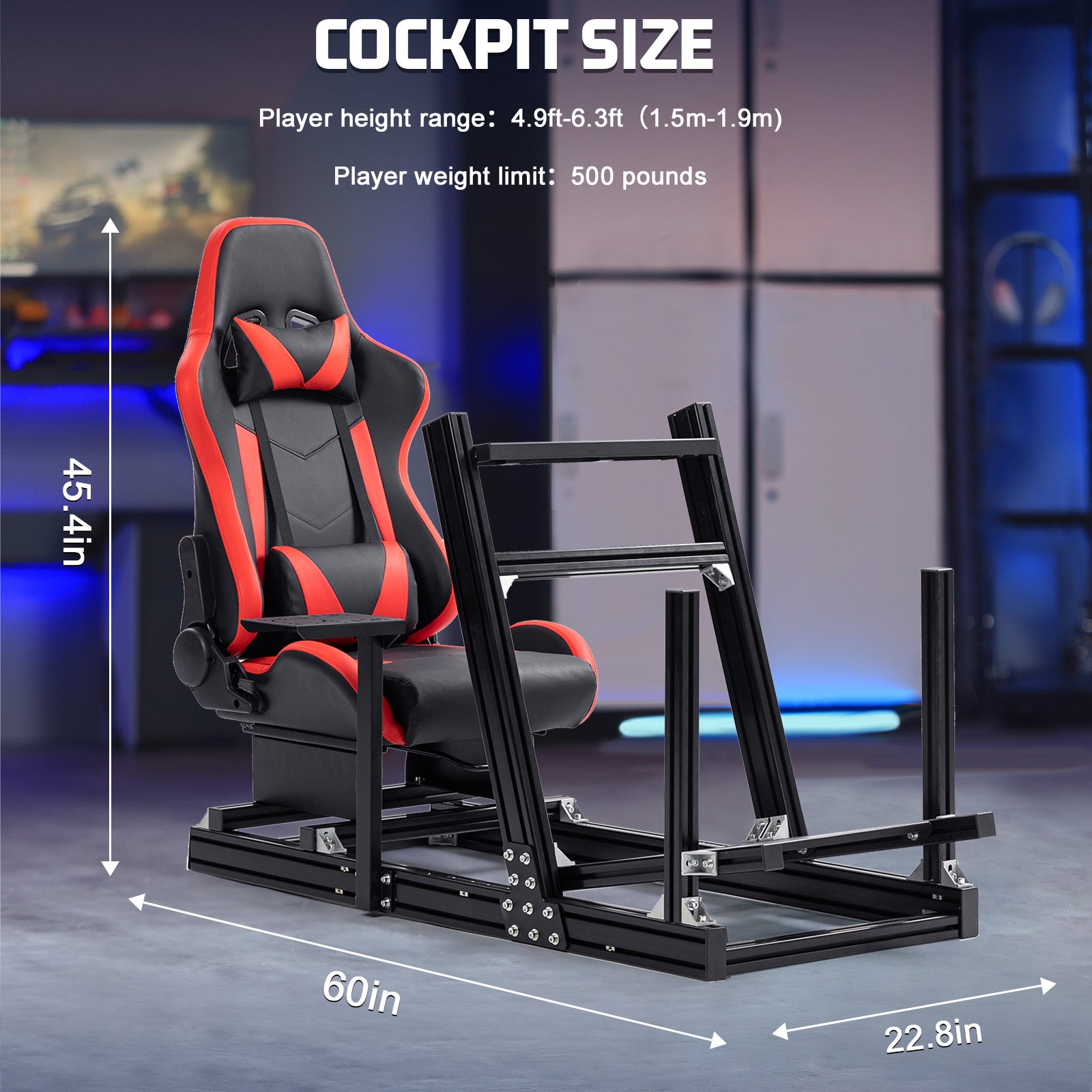 Marada 4080 Aluminum Racing Frame with Seat Compatible with Logitech Thrustmaster PXN