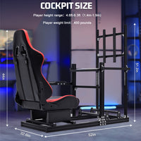 Marada 3060 Aluminum Racing Simulator Cockpit with Red Seat & Monitor Stand, Compatible with Logitech G29/G920/G923, Wheel & Pedals Not Included