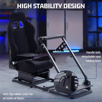 Marada Flight Sim Cockpit with Black Seat and Racing Wheel Stand for Driving and Flight Simulator Fit for HOTAS Warthog, Thrustmaster,Logitech Adjustable |Throttle,Joystick,Keyboard not Included|