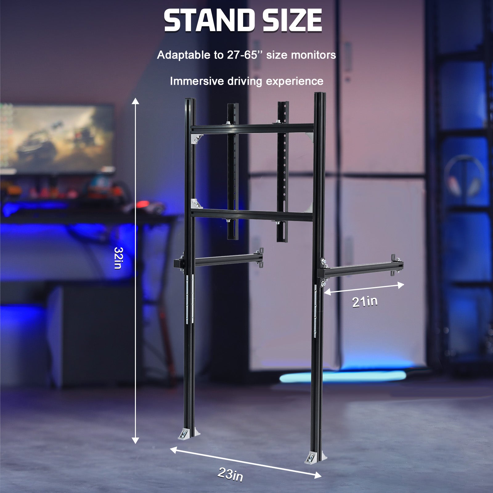 Marada 3030 Aluminum Racing Sim Cockpit Monitor Stand Supports 27" to 65" Monitors