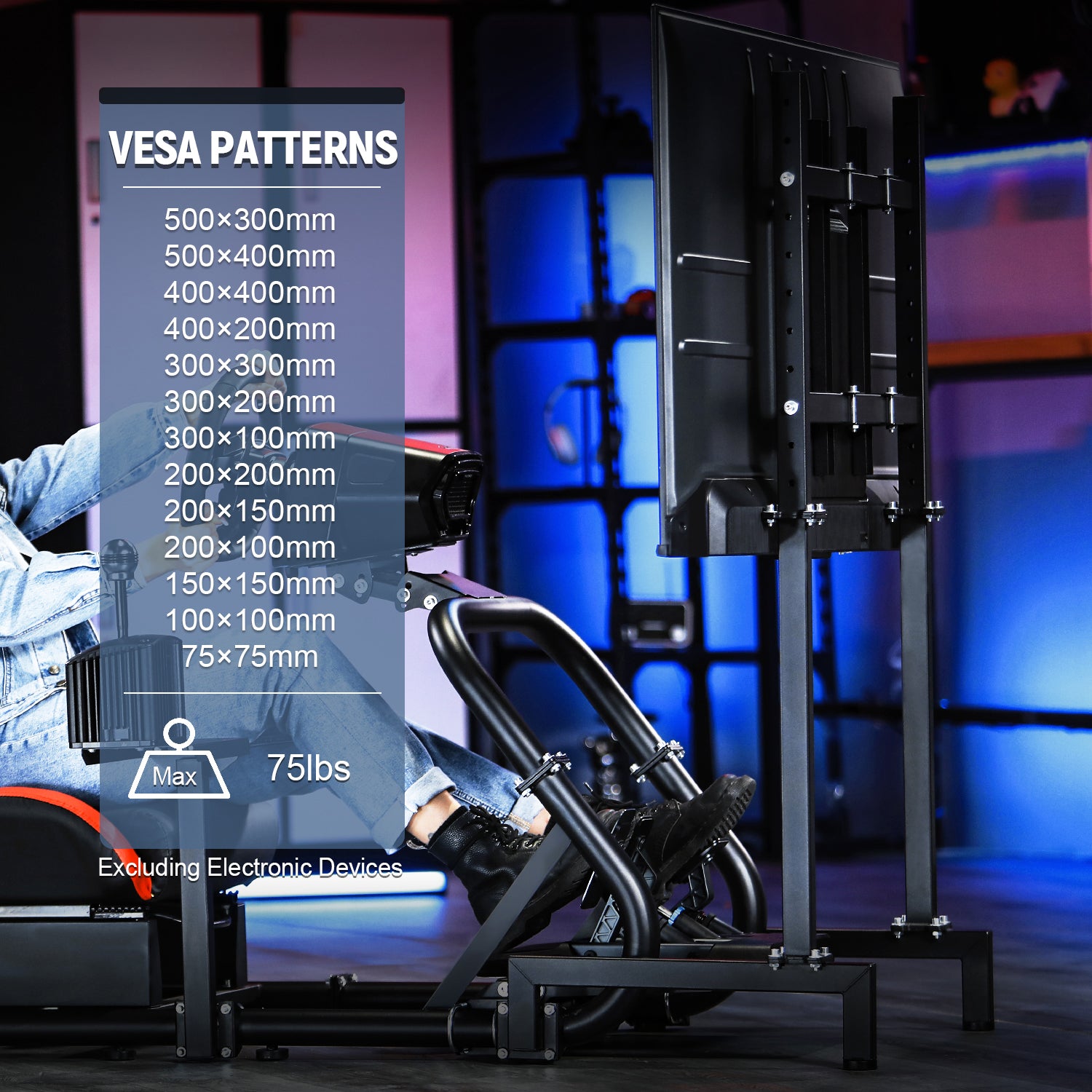 Marada Racing Cockpit with TV Stand & Red Seat Fit for G923 G920 T500,FANTEC,T3PA/TGT Stable & Strong Wheel and Pedals Not Included Driving Simulator Cockpit-54