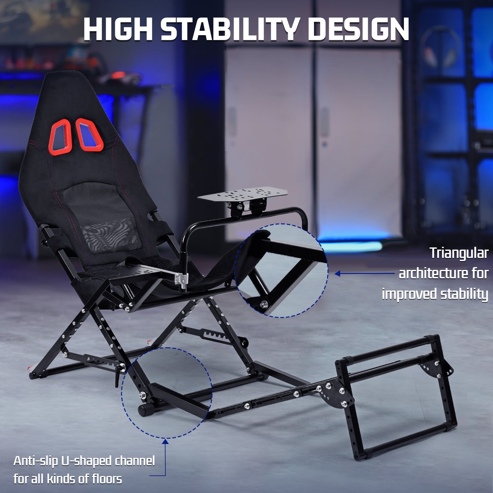 Marada Racing Sim Rig Cockpit with Seat for Logitech G29 G920 G923 | X-Type Stable Frame Structure | Wheel & Pedals Not Included