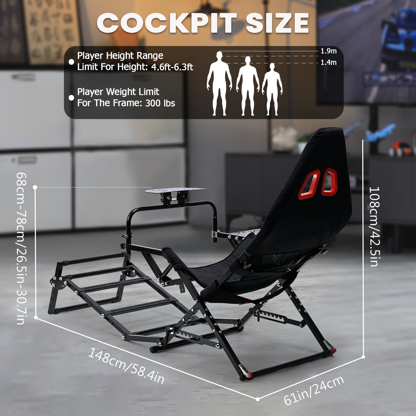 Marada Racing Sim Rig Cockpit with Seat for Logitech G29 G920 G923 | X-Type Stable Frame Structure | Wheel & Pedals Not Included