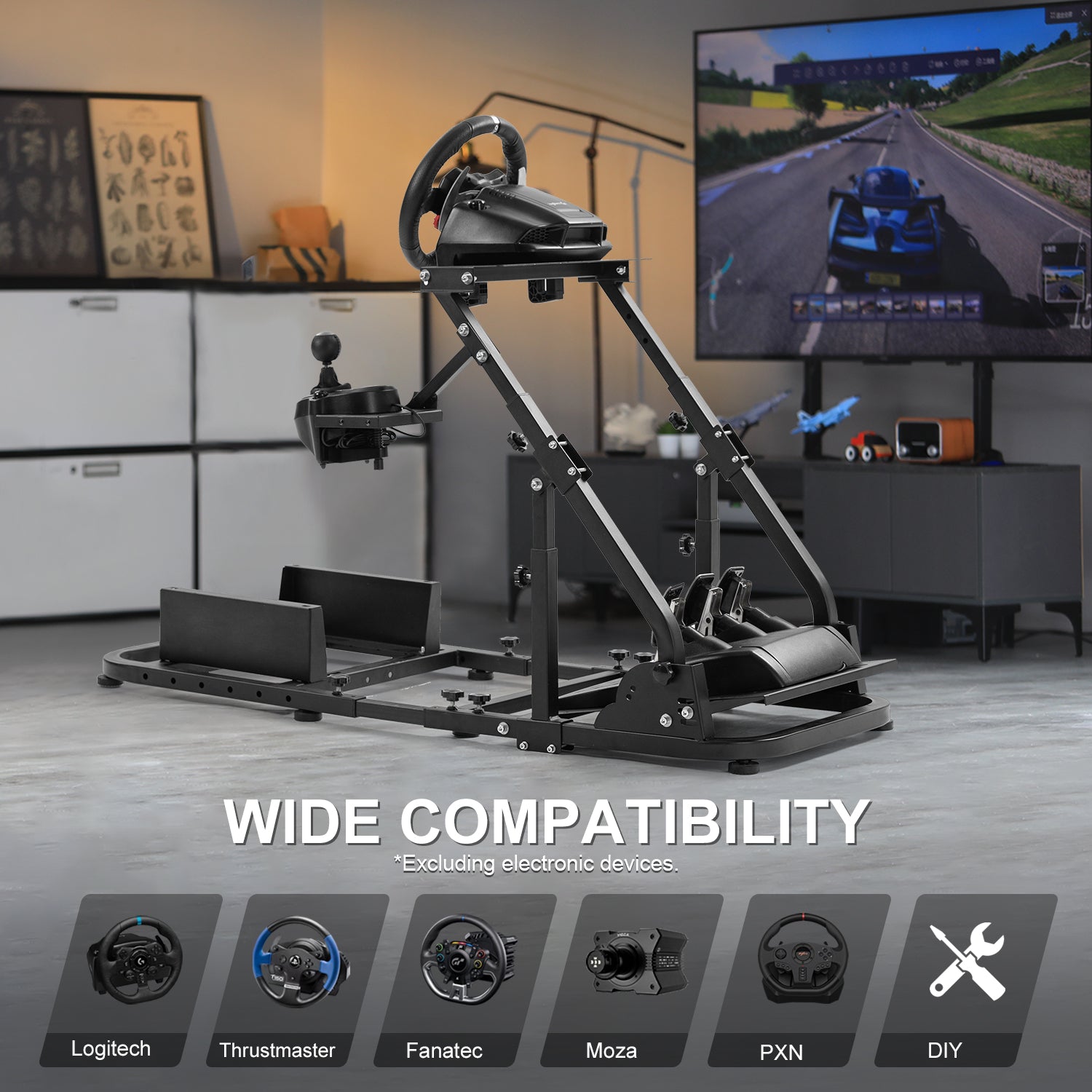 Marada Stable Racing Simulator Cockpit Stand Fit for Logitech G27 G29 G923 G920 Thrustmaster T80