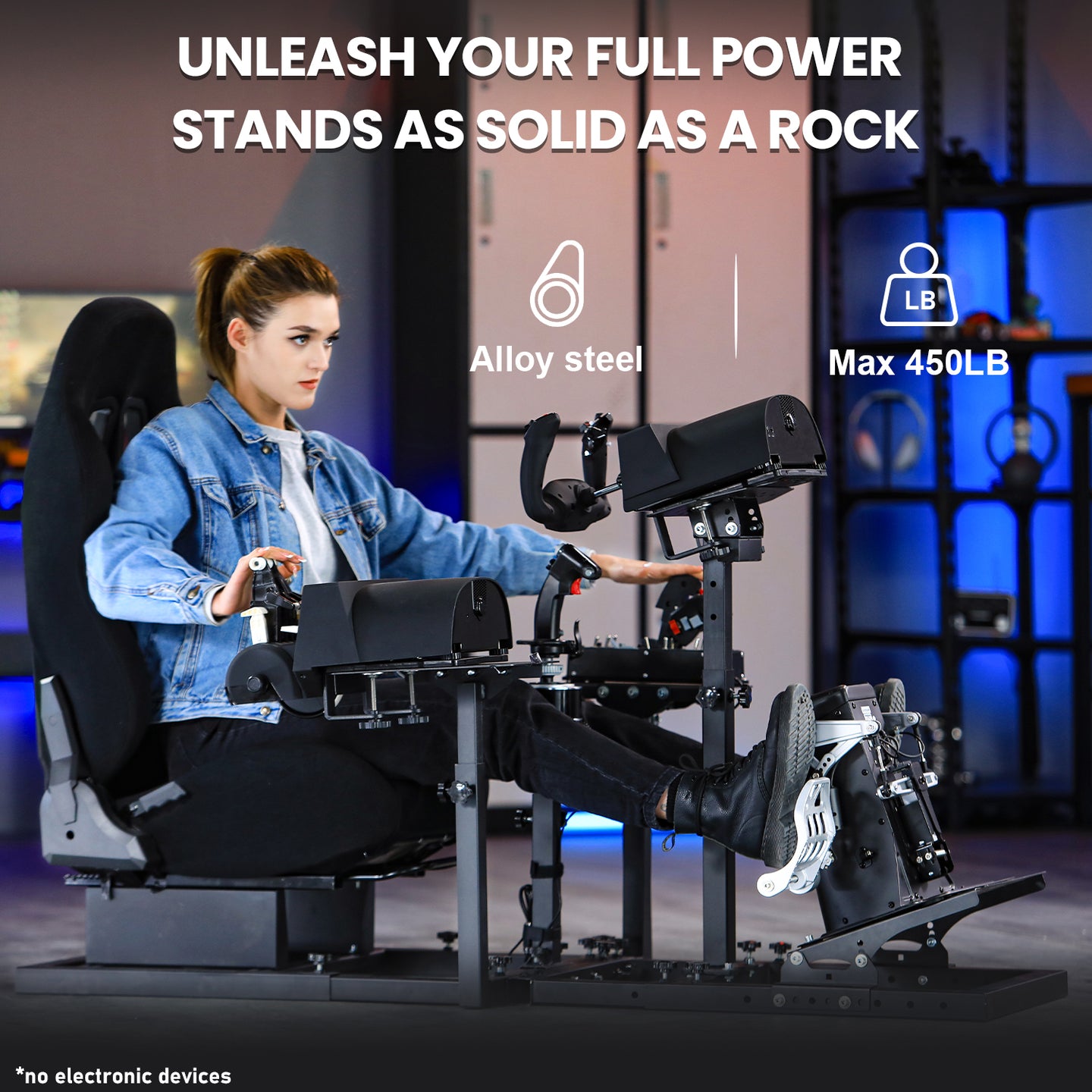 Marada Universal Flight Simulation Cockpit with Racing Seat or Racing Wheel Stand Adjustable Compatible with Thrustmaster HOTAS Warthog,Logitech G29 G920 Wheels,Pedals,Throttle,Joystick Not Included