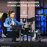 Marada Universal Flight Simulation Cockpit with Racing Seat or Racing Wheel Stand Adjustable Compatible with Thrustmaster HOTAS Warthog,Logitech G29 G920 Wheels,Pedals,Throttle,Joystick Not Included