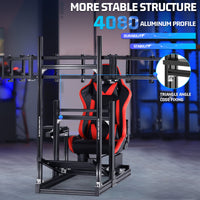 Marada 4080 Aluminum Sim Cockpit with Red Seat & Triple Monitor Mount,No Electronics Included