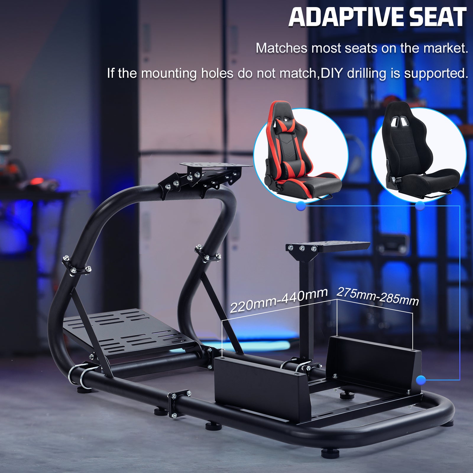 Marada Racing Cockpit Frame Upgrade Stable Racing Wheel Stand Adjustable Fit for Logitech G25 G27 G29 G920 Thrustmaster T80 T150 Fanatec Wheel, Pedals,and Shifter Not Include