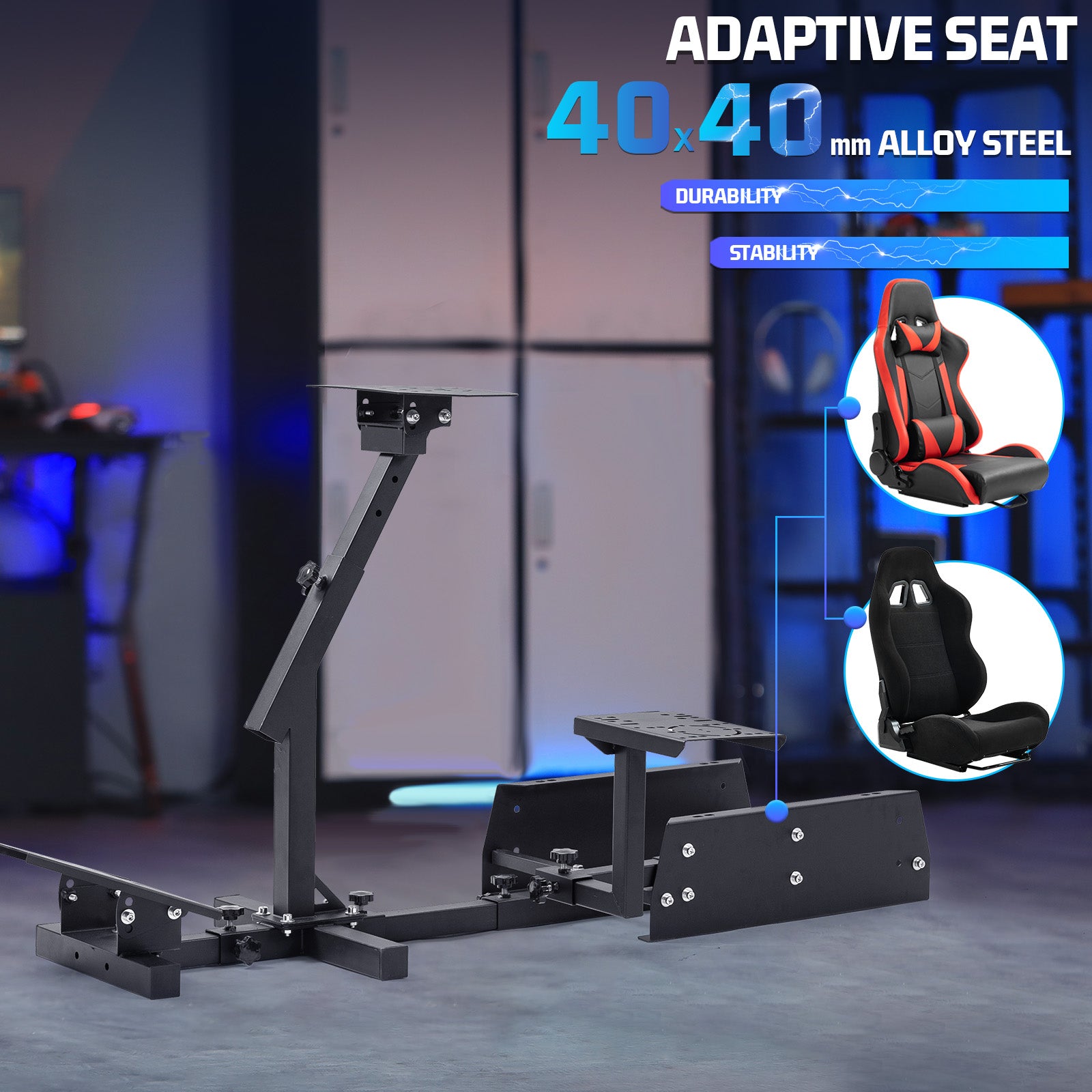 Marada Racing Simulator Cockpit Frame Fit for Logitech G25 G27 G29 G920 Adjustable Wheel Pedals Not Included