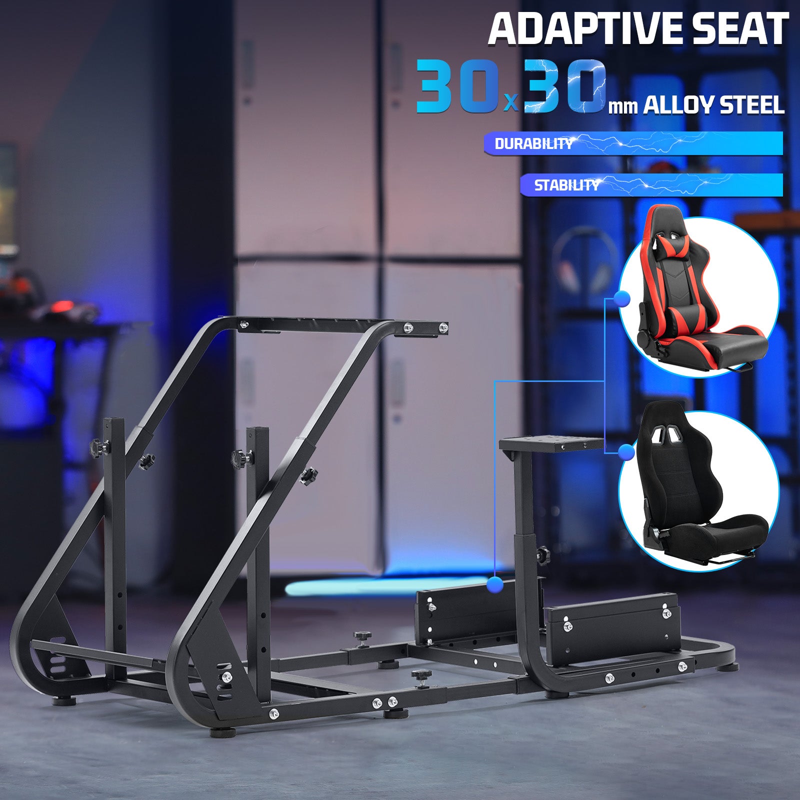 Marada Racing Wheel Stand Suitable for G25 G27 G29 G920 Racing Wheel Steering Wheel Stand Racing Game Stand Simulator Cockpit with Capacity 220LBS Without Wheel and Pedals (Black)