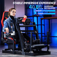 Marada Sim Racing Cockpit 4080 Aluminum Frame with Seat and Monitor Mount Compatible with Major Wheel Brands