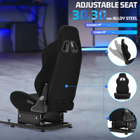 Marada Rear Seat and Frame Kit – Transform Your Wheel Stand into a Complete Racing Sim Cockpit with Black Sliding Seat