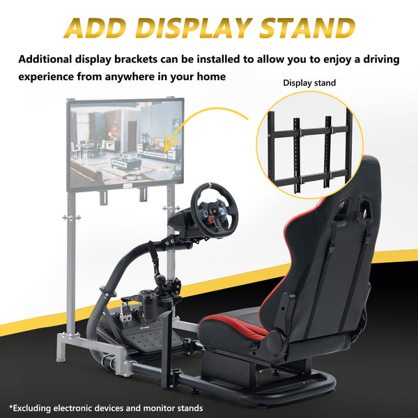 Marada Simulator Racing Wheel Stand (Cockpit 56) Adjustable Fit for |Logitech G25 G27 G29 G920 |Thrustmaster T80 T150 | Fanatec with Red Racing Seat Wheel, Pedals,and Shifter Not Include