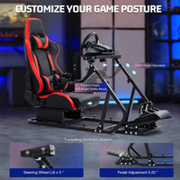 Marada G923 Racing Simulator Cockpit with Red Seat Compatible with Thrustmaster, Logitech,PXN, Fanatec Adjustable Mount Steering Wheel, Pedal, Handbrake Not Included