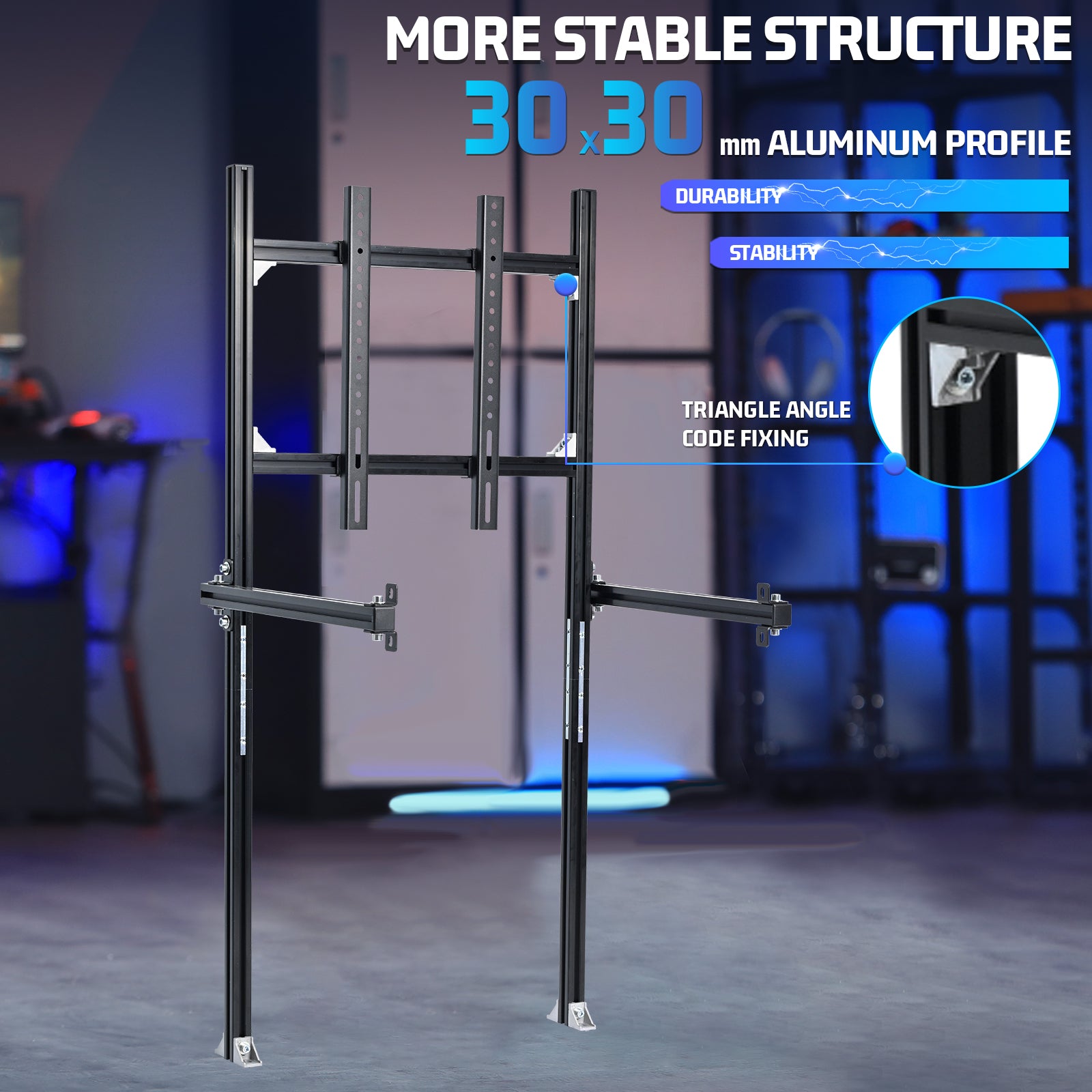 Marada 3030 Aluminum Racing Sim Cockpit Monitor Stand Supports 27" to 65" Monitors