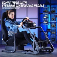 Marada Racing Cockpit Frame Compatible with G25 G27 G29 G920 Height Adjustable Racing Wheel Stand Wheel and Pedals Not Included（with Seat）