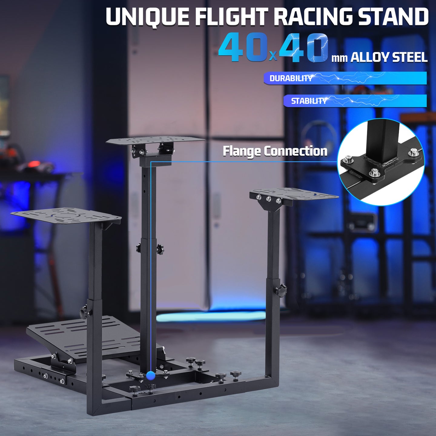 Marada Flight Racing Sim Cockpit Dual Mounting Platform Compatible with Logitech, PXN, Thrustmaster HOTAS Warthog, G29, G920, G923, X52 Adjustable Stand Wheel, Pedal, Throttle, Joystick Not Included