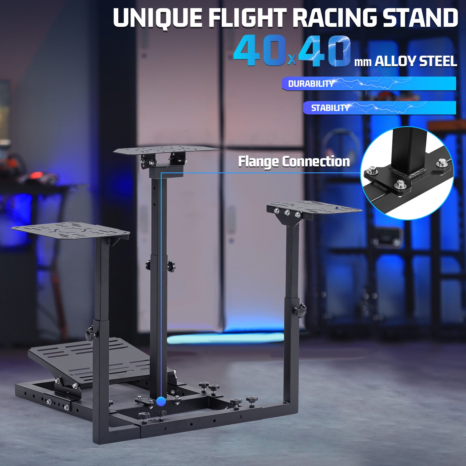 Marada Flight Racing Sim Cockpit Dual Mounting Platform Compatible with Logitech, PXN, Thrustmaster HOTAS Warthog, G29, G920, G923, X52 Adjustable Stand Wheel, Pedal, Throttle, Joystick Not Included