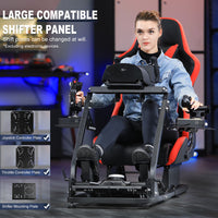 Marada Flight Sim Cockpit with Red Seat and Racing Wheel Stand for Driving and Flight Simulator Fit for HOTAS Warthog, Thrustmaster,Logitech Adjustable |Throttle,Joystick,Keyboard not Included|