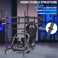 Marada Racing Simulator Cockpit with Black Seat & Triple Monitor Stand Fit for Logitech