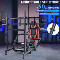 Marada Racing Sim Cockpit with Red Seat & Triple Monitor Stand Fit for Logitech G29