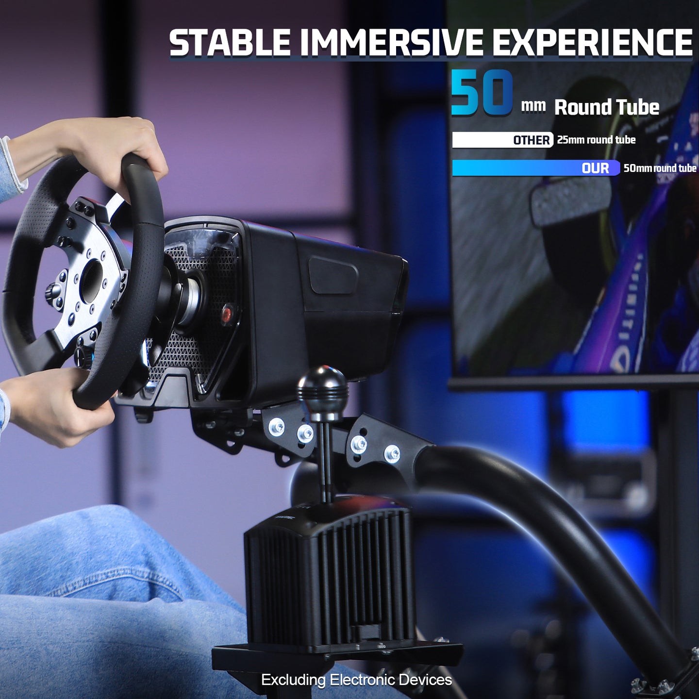 Marada Racing Cockpit with TV Stand & Red Seat Fit for G923 G920 T500,FANTEC,T3PA/TGT Stable & Strong Wheel and Pedals Not Included Driving Simulator Cockpit-54