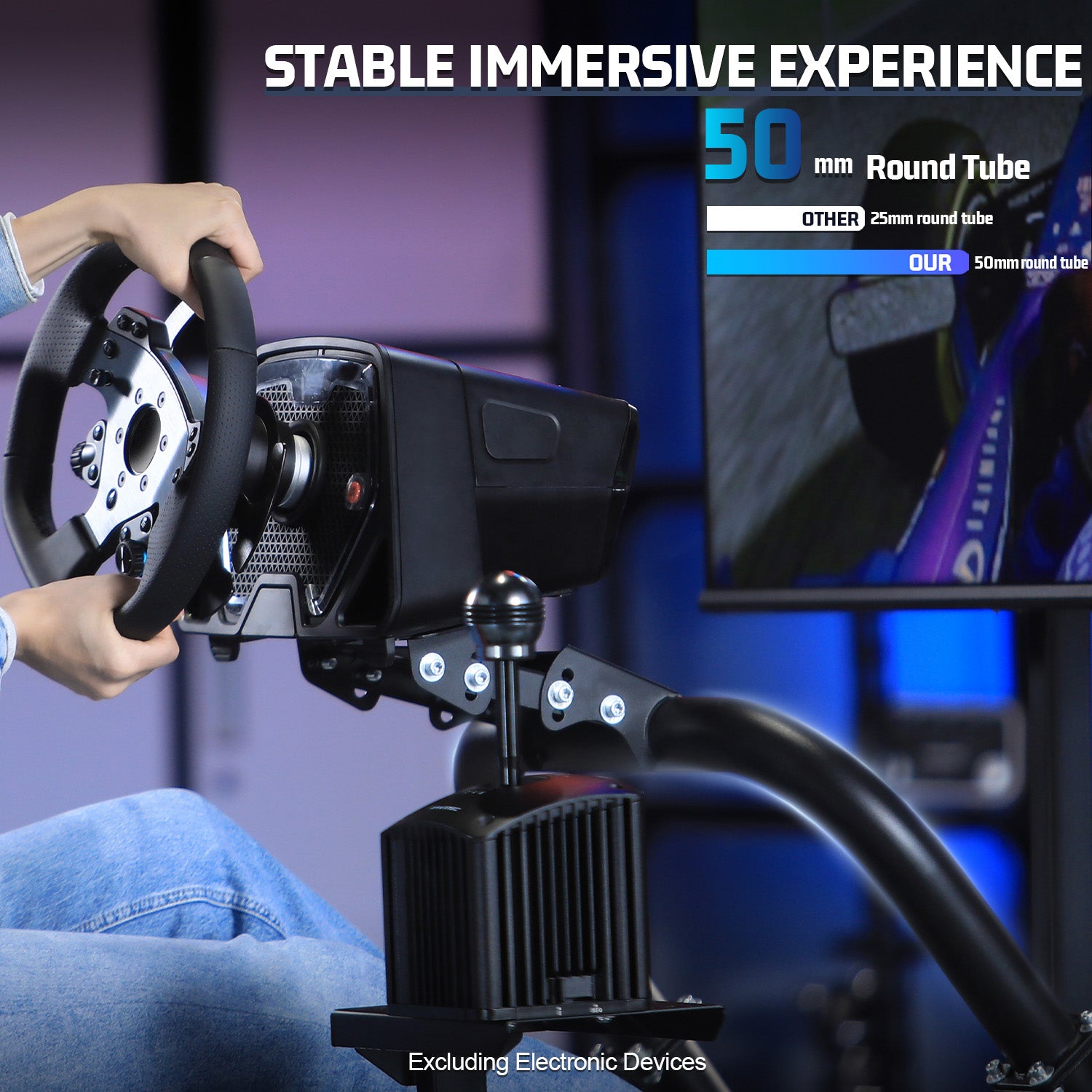 Marada Racing Cockpit with TV Stand & Red Seat Fit for G923 G920 T500,FANTEC,T3PA/TGT Stable & Strong Wheel and Pedals Not Included Driving Simulator Cockpit-54