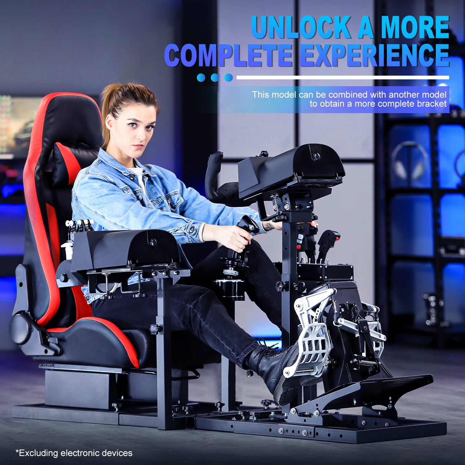 Marada Racing Flight Game Mount with Red Seat Compatible with Thrustmaster A10C Hotas Warthog Adjustable Throttle,Joystick,Keyboard not included