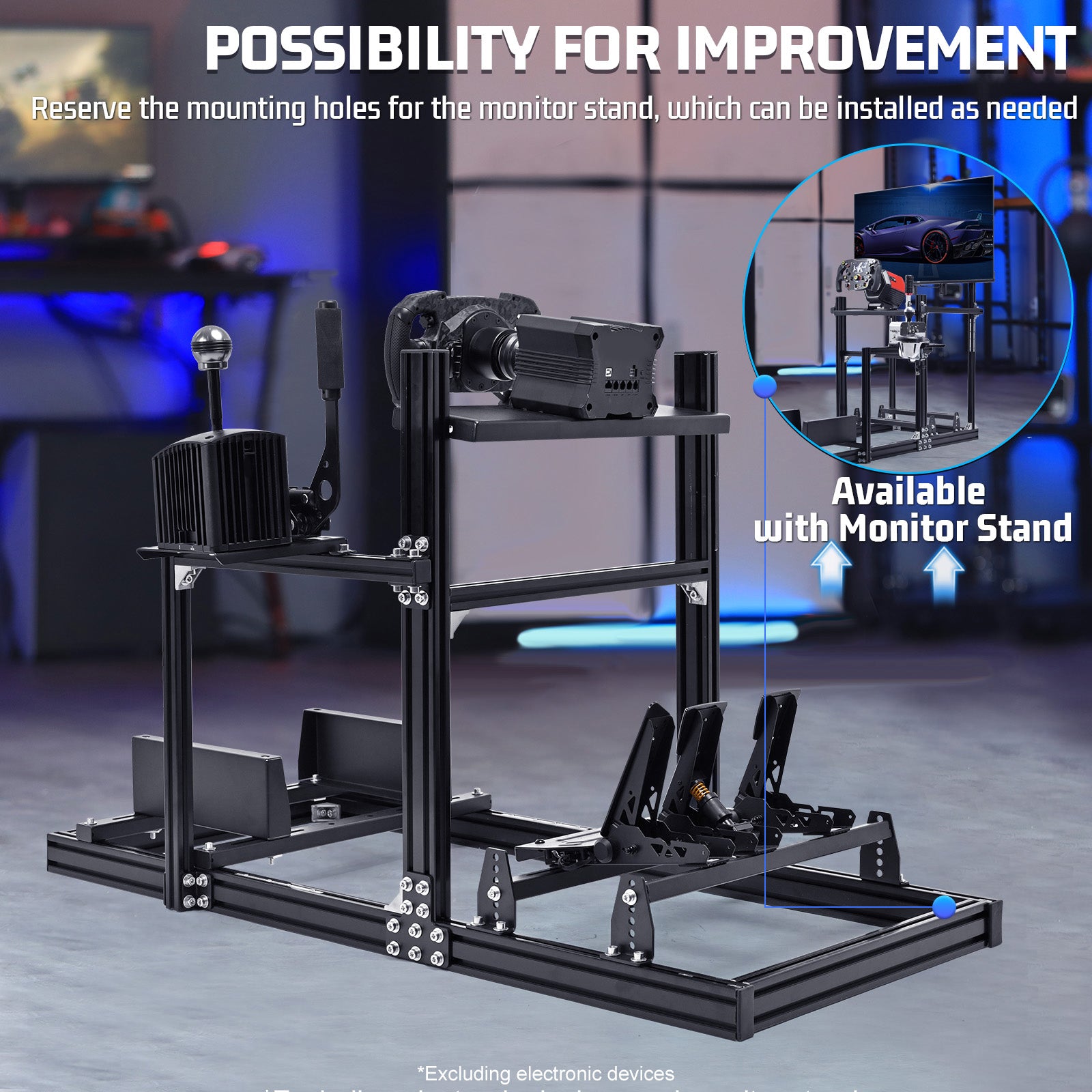 Marada 3060 Aluminum Profile Adjustable Racing Simulator Cockpit Compatible With Logitech G29