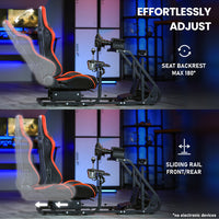 Marada Adjustable Racing Simulator Cockpit Frame with Gear Shifter Mount fit for Logitech G25 G27 G29 G920 with Red Seat