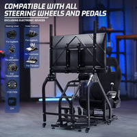 Marada Racing Sim Cockpit with Black Seat & Single Monitor Mount works with Logitech Thrustmaster electronics not included