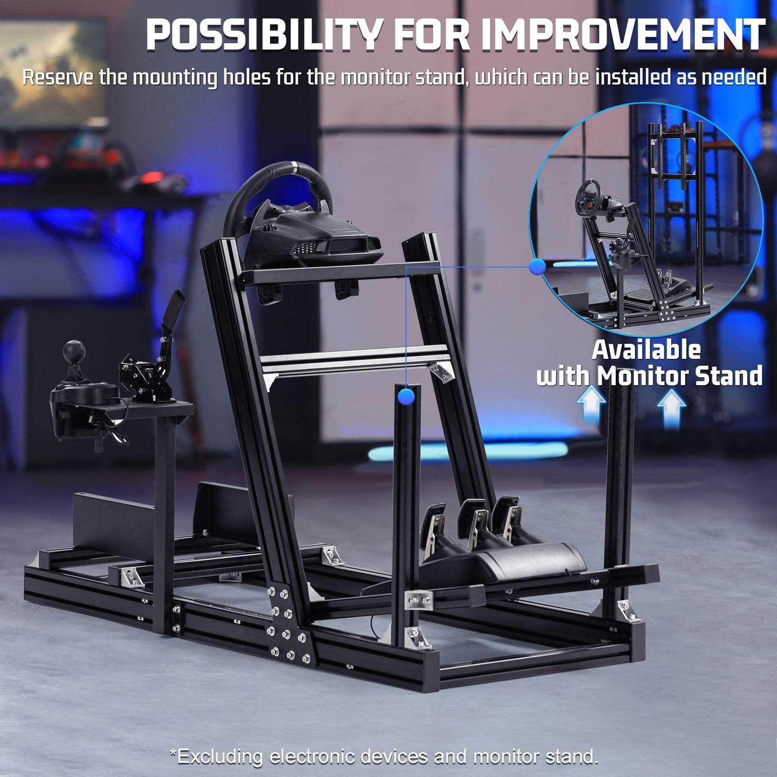 Marada Sim Racing Cockpit with 4080 Aluminum Frame, Fits Logitech/Thrustmaster Wheels