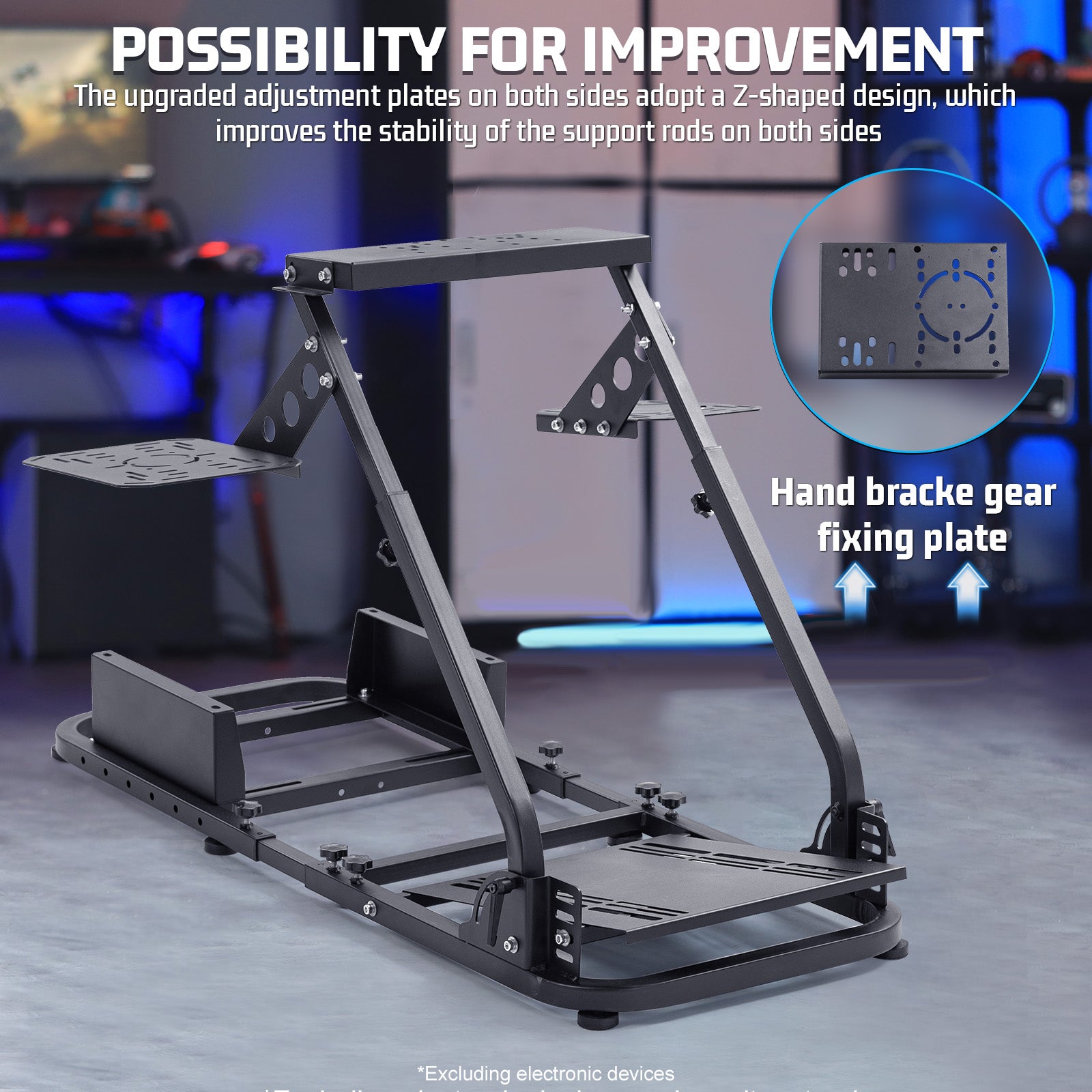 Marada Foldable Flight Racing Sim Cockpit Dual Platform Compatible with Thrustmaster, PXN, Logitech G29, G920, X52, X56 Adjustable Gaming Simulator Stand Throttle & Joystick & Keyboard Not Included