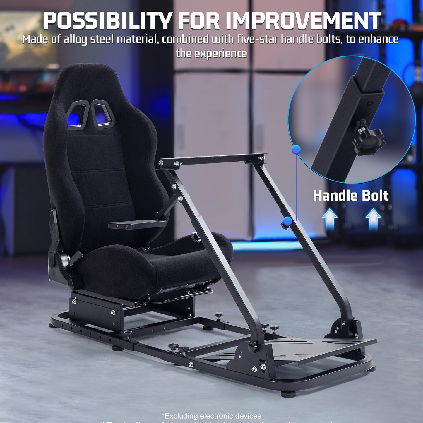 Marada Racing Seat Simulator Cockpit Height Adjustable Racing Steering Wheel Stand/Fits Fantec, Logitech G25, G27, G29, Thrustmaster/Compatible with Xbox One, Playstation, PC Platforms