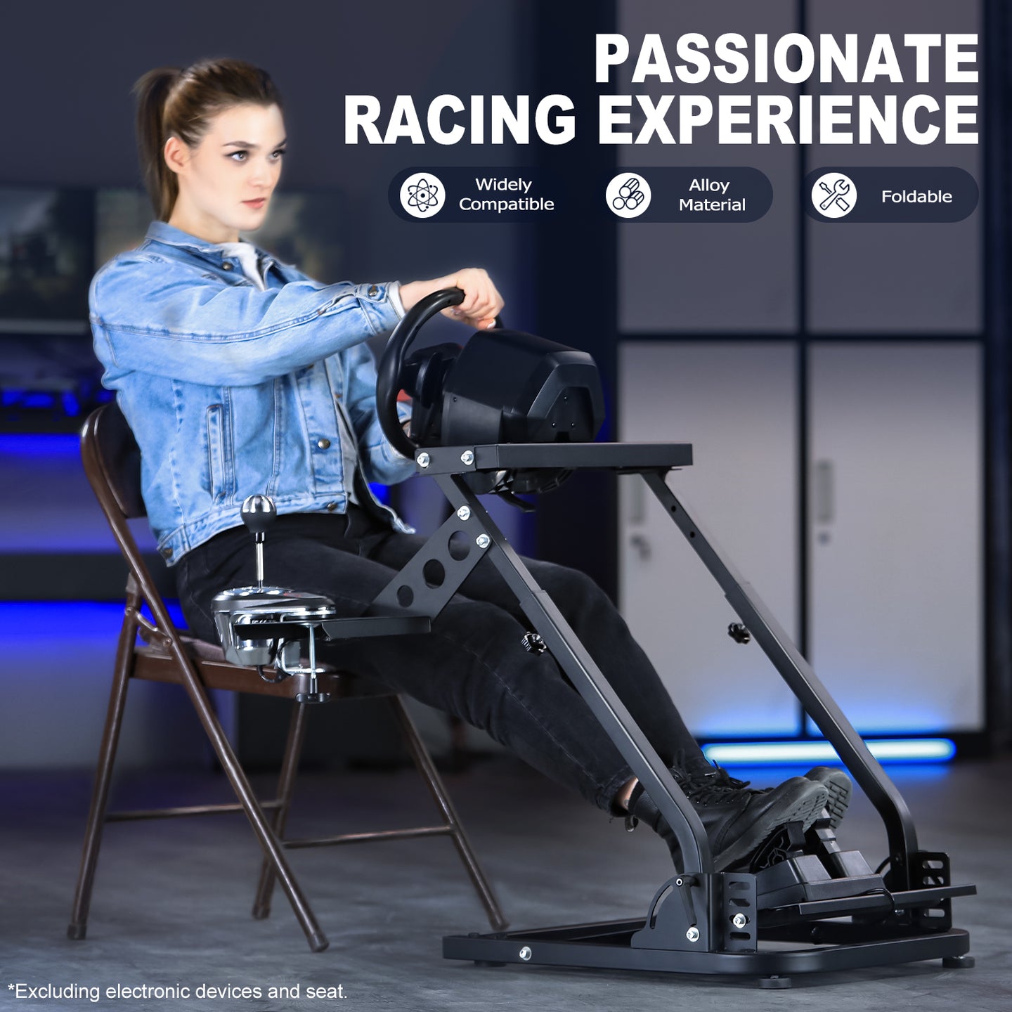 Marada Racing Wheel Stand Height Adjustable with UPGRADE SHIFT LEVER for Logitech G25, G27, G29, G920, G923, Thrustmaster TMX, T80, Gaming Steering Simulator Cockpit Wheel and Pedals Not Included