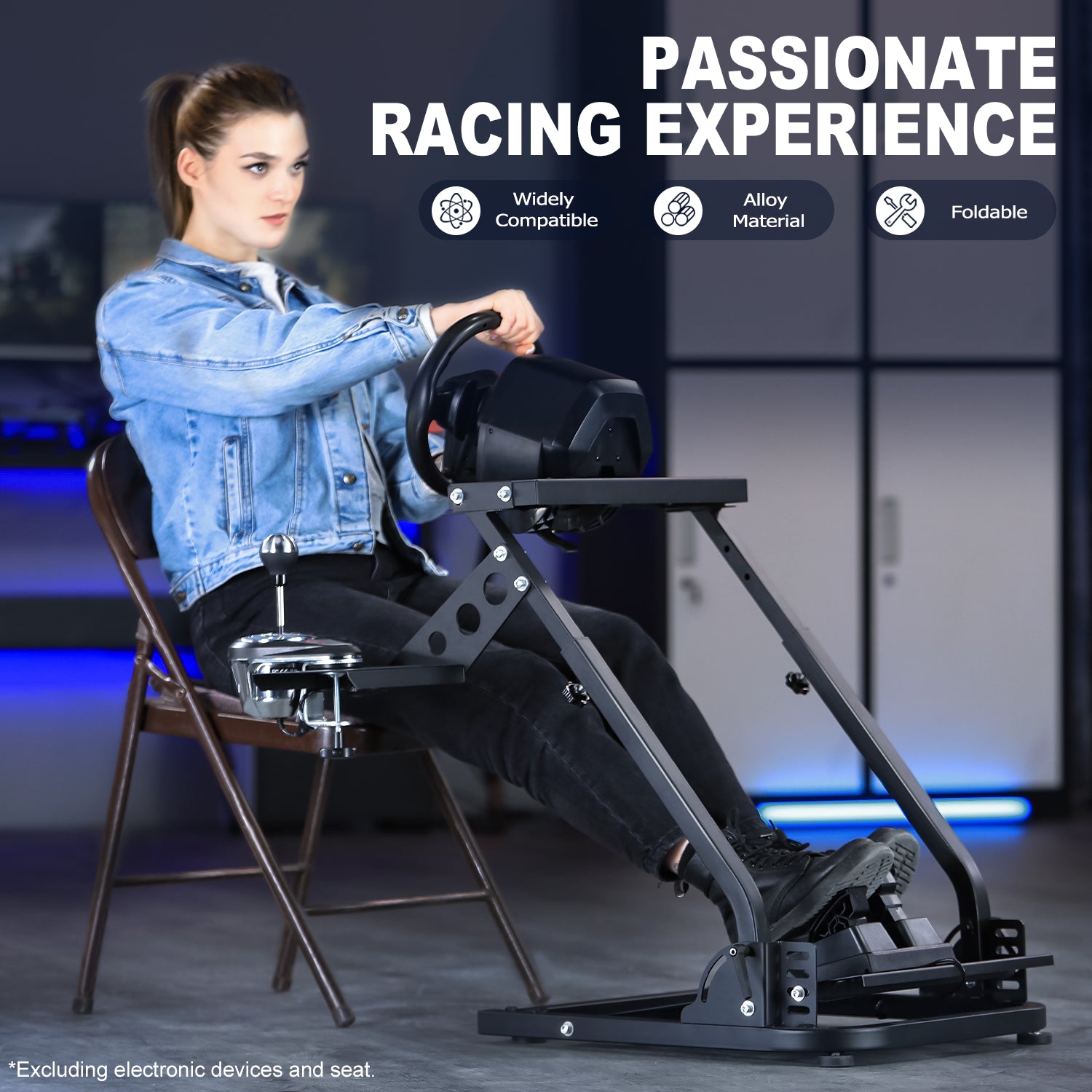 Marada Racing Wheel Stand Height Adjustable with UPGRADE SHIFT LEVER for Logitech G25, G27, G29, G920, G923, Thrustmaster TMX, T80, Gaming Steering Simulator Cockpit Wheel and Pedals Not Included