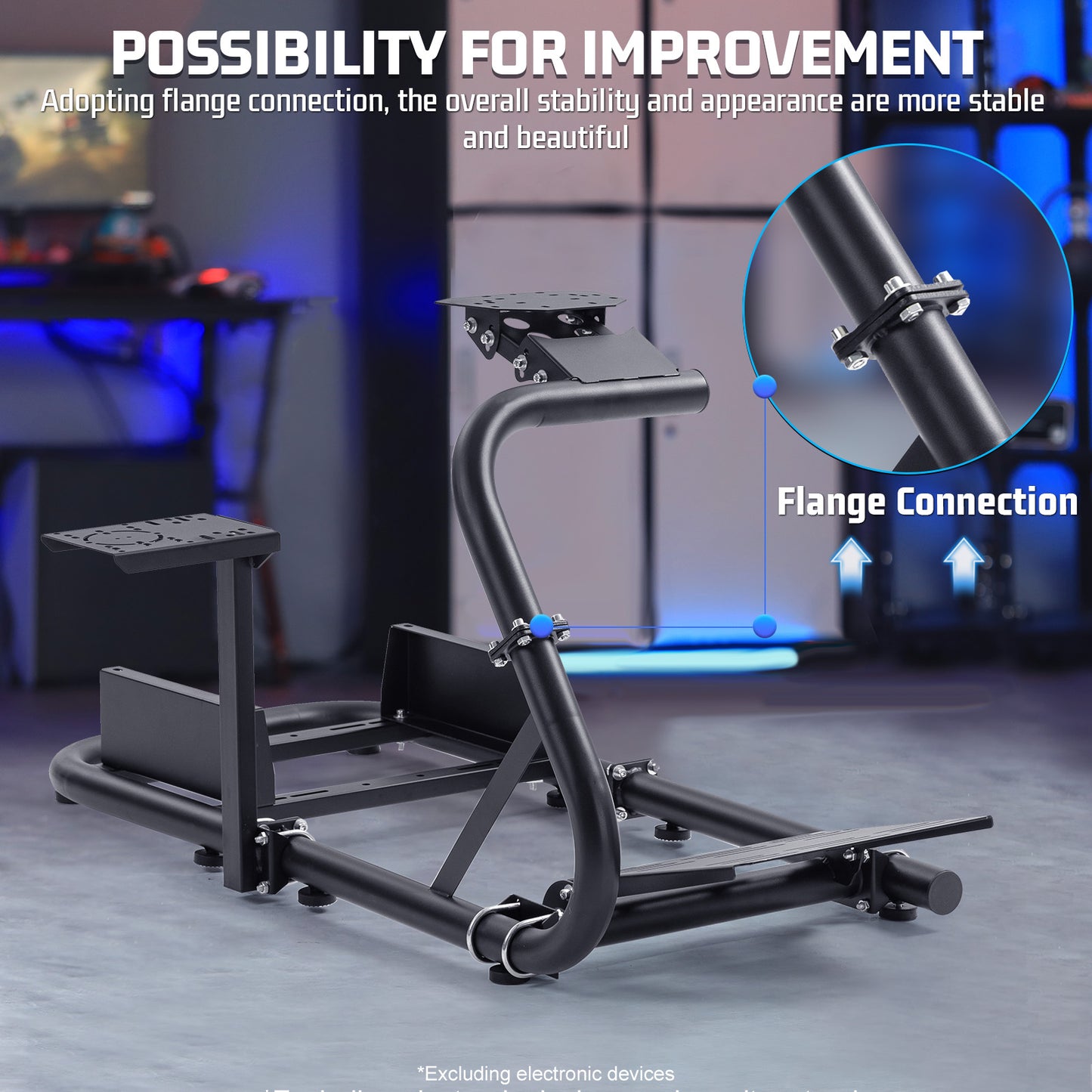 Marada Racing Simulator Frame Adjustable Wheel Stand Round Tube Upgrade fit for Logitech G25 G27 G29 G920 Thrustmaster Tx 458, T500 RS, T300RS Wheels, Shifter and Pedals not Include
