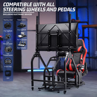 Marada G29 Racing Simulator Cockpit Adjustable Red Seat Movable Monitor Stand Compatible with Logitech Thrustmaster Series