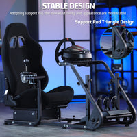 Marada Racing Cockpit Frame Compatible with G25 G27 G29 G920 Height Adjustable Racing Wheel Stand Wheel and Pedals Not Included（with Seat）