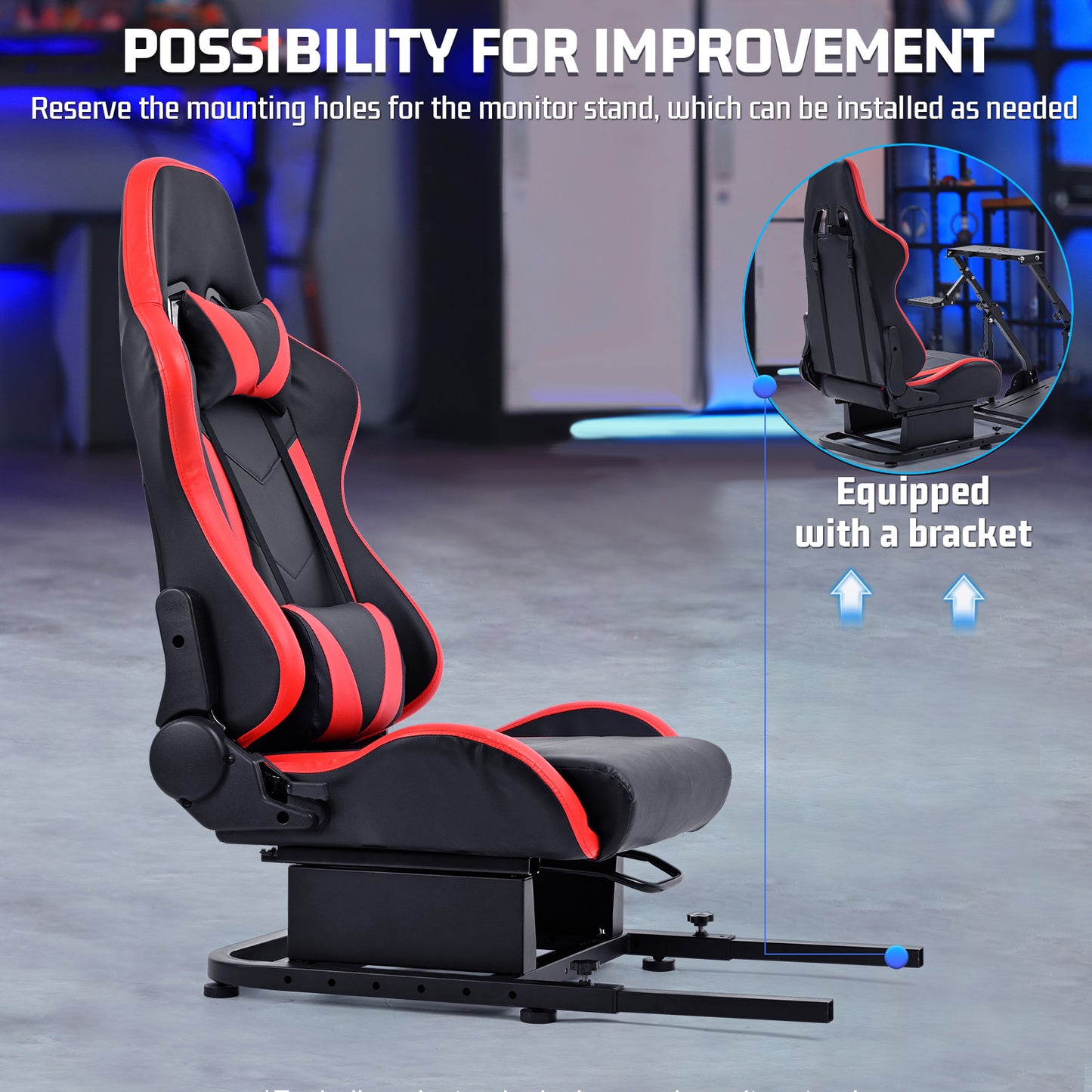 Marada Rear Seat Frame with Bolts and Red Seat Compatible Stand Suitable for Dardoo, Supllueer, Anman Sim Gaming Stand Adjustable & Portable Real Driving & Flying Simulation Split Rear Seat Cockpit