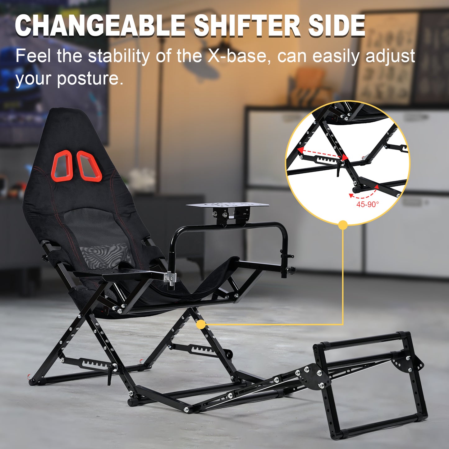 Marada Racing Sim Rig Cockpit with Seat for Logitech G29 G920 G923 | X-Type Stable Frame Structure | Wheel & Pedals Not Included