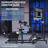 Marada Racing Simulator Cockpit with Black Seat & Triple Monitor Stand Fit for Logitech