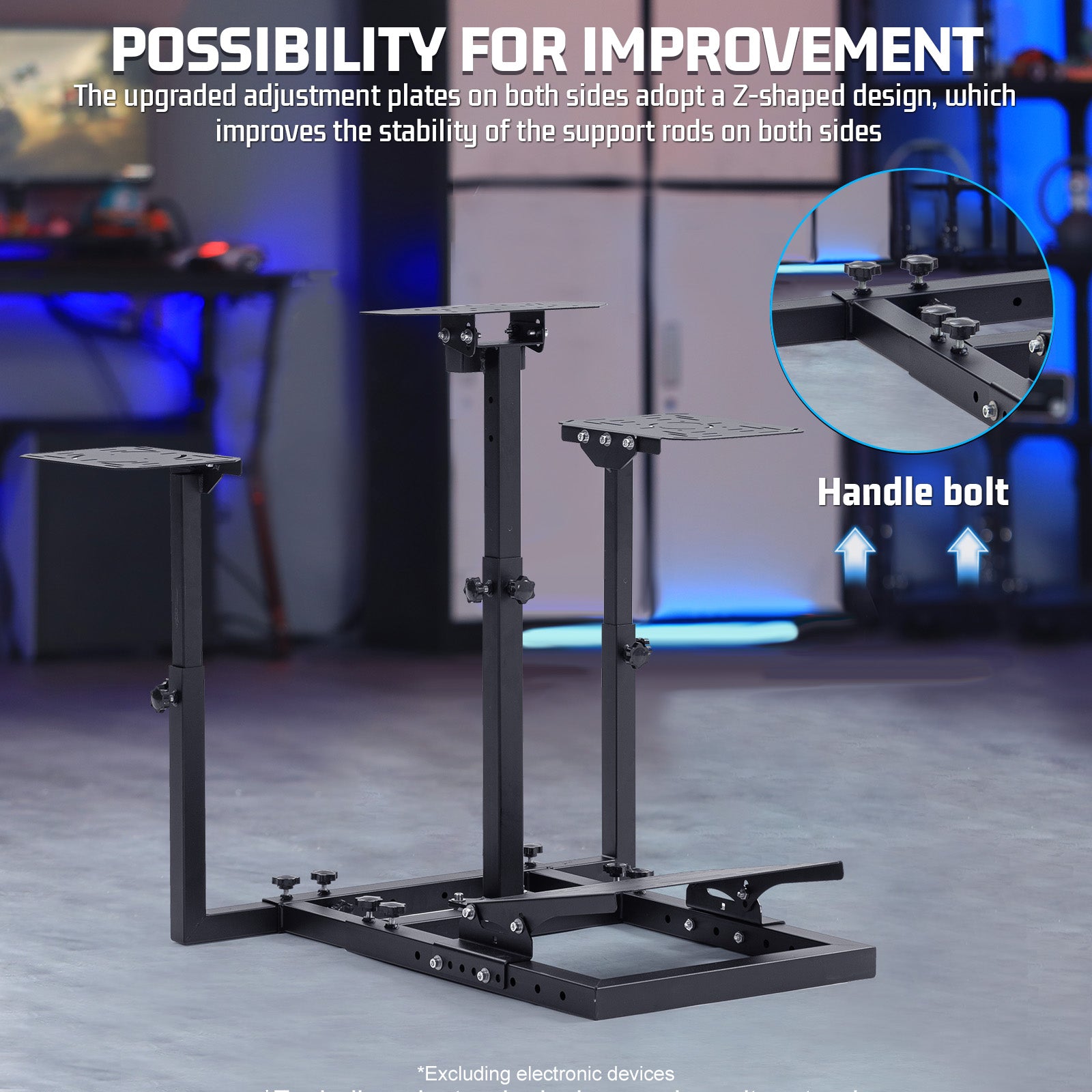 Marada Flight Racing Sim Cockpit Dual Mounting Platform Compatible with Logitech, PXN, Thrustmaster HOTAS Warthog, G29, G920, G923, X52 Adjustable Stand Wheel, Pedal, Throttle, Joystick Not Included