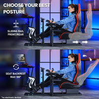 Marada Flight & Racing Sim Cockpit with Red Seat Fits for HOTAS Warthog Logitech G29