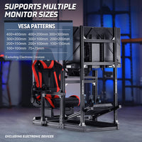 Marada 4080 Series Aluminum Cockpit with Single Monitor Mount and Red Seat Designed for Logitech Thrustmaster Fanatec Wheel Bases