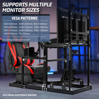Marada 3060 Aluminum Racing Simulator Cockpit with Red Seat & Monitor Stand, Compatible with Logitech G29/G920/G923, Wheel & Pedals Not Included