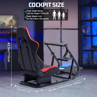 Marada G923 Racing Simulator Cockpit with Red Seat Compatible with Thrustmaster, Logitech,PXN, Fanatec Adjustable Mount Steering Wheel, Pedal, Handbrake Not Included
