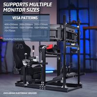 Marada 4080 Aluminum Simulator Cockpit,Adjustable Black Seat, Triple Monitor Mount, Compatible with Major Steering Wheels