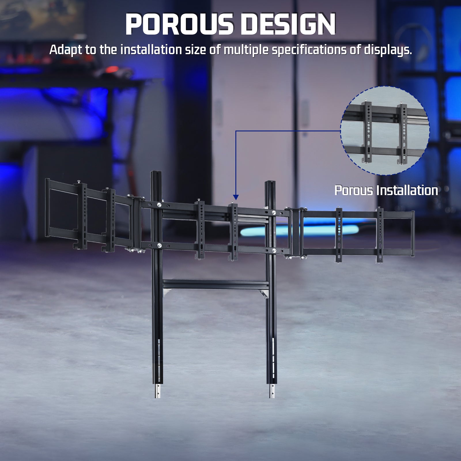 Marada 4040T-type Aluminum Triple Monitor Mount For Aluminum Alloy Racing Simulator Cockpit