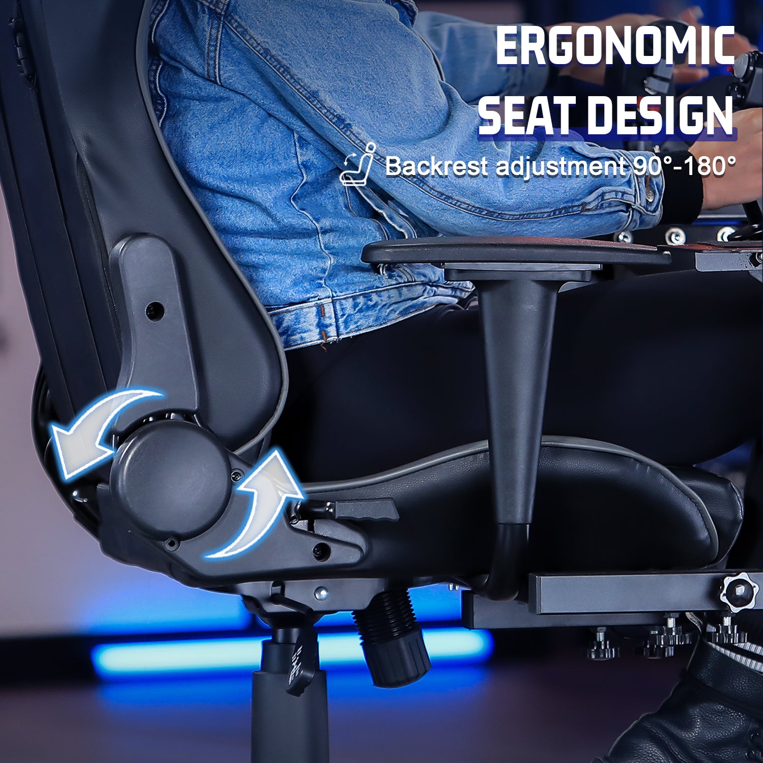 office chair pedal mount Marada Flight Simulator Cockpit with Gray Gaming Seat & Pedal Mount fo